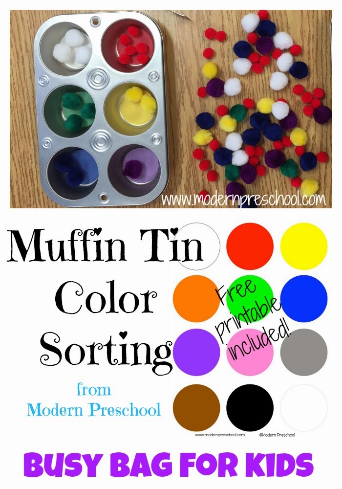 Muffin Tin Color Sorting for preschoolers & toddlers from Modern Preschool