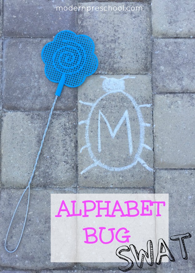 Swat the alphabet bugs! Practice letter recognition and gross motor skills from Modern Preschool.
