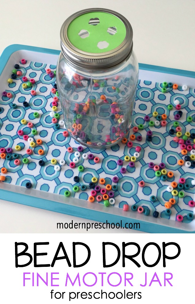 Bead Drop Jar - simple, fine motor activity for preschoolers from Modern Preschool