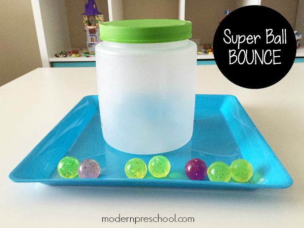 Super bouncy ball discovery bottle for toddlers and preschoolers from Modern Preschool