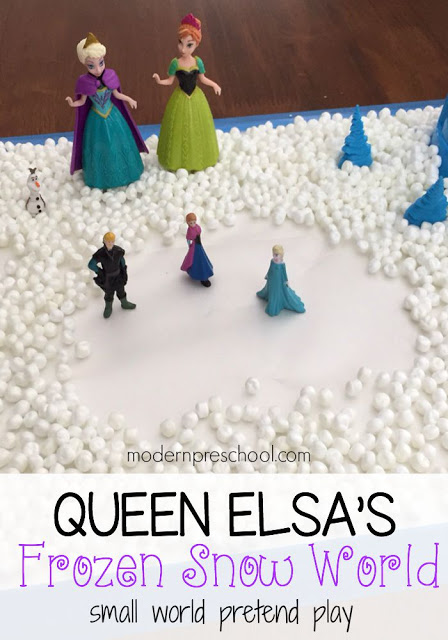 Frozen fun pretend play with Queen Elsa's snow world for preschoolers! {Modern Preschool}