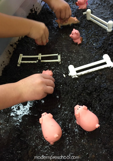 Simple pigs in the mud messy sensory play for toddlers & preschoolers - Modern Preschool