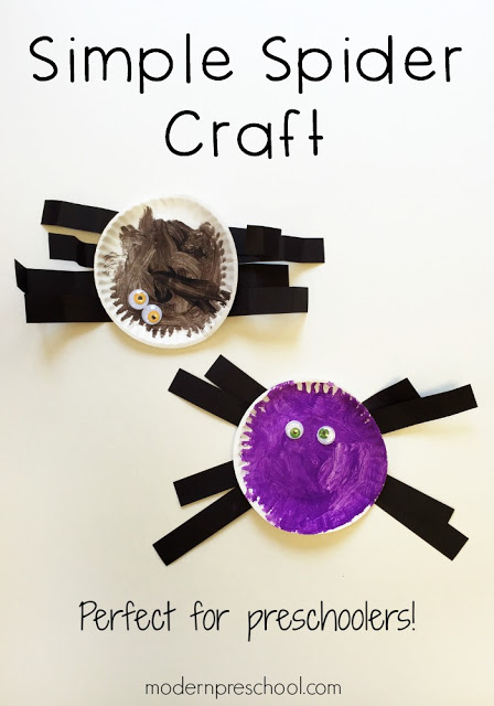 Low prep, simple spider craft for kids! Easy enough for toddlers and preschoolers from Modern Preschool!