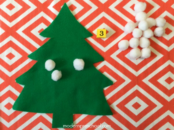 Roll dice & count pom pom snowballs - simple fine motor, math activity for preschoolers