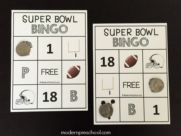 Free SUPER BOWL BINGO for preschoolers or toddlers! Follow the football game at the pace of little ones. 