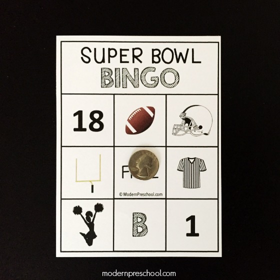 Free SUPER BOWL BINGO for preschoolers or toddlers! Follow the football game at the pace of little ones. 