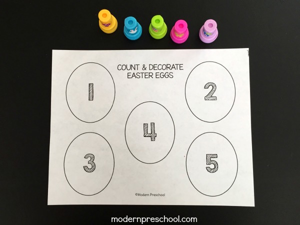 FREE printable Easter egg counting & stamping number activity designed to be toddler and preschool friendly! Two versions are available to encourage successful math practice!