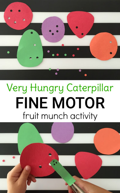 The Very Hungry Caterpillar fine motor activity is perfect for preschoolers & kindergarteners to strengthen fine motor skills and practice comprehension!