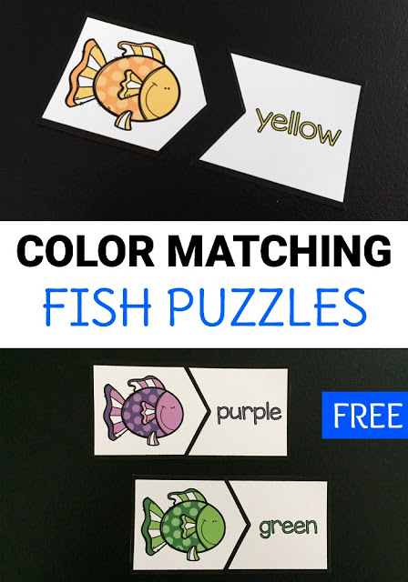 Free printable color matching fish puzzles can help preschoolers and kindergarteners work on color and color word recognition in a fun way! Grab these easy to prep puzzles for home or classroom use!