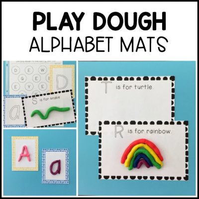 Low prep Play Dough Alphabet Mats for preschoolers and kindergarteners to practice letter recognition, formation, initial sounds, and fine motor skills!