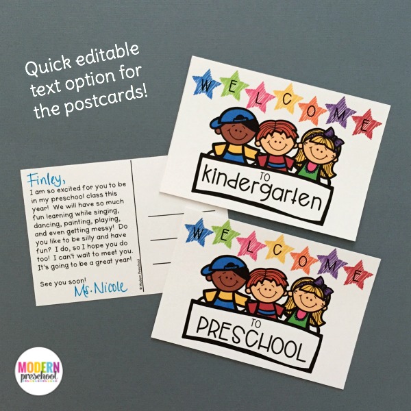 Our EDITABLE Welcome to School pack for preschool, pre-k & kindergarten teachers includes printable 1st day certificates, crowns, welcome postcards, and more!