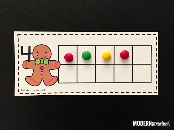 Preschoolers and kindergarteners can practice counting, subitizing, and number recognition with our FREE printable gingerbread 10 frame counting mats! Perfect for December!