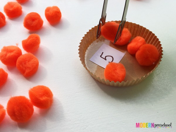 Three ways to play our pumpkin pie math game with preschoolers or kindergarteners are included to practice number, counting, subitizing, & addition skills!