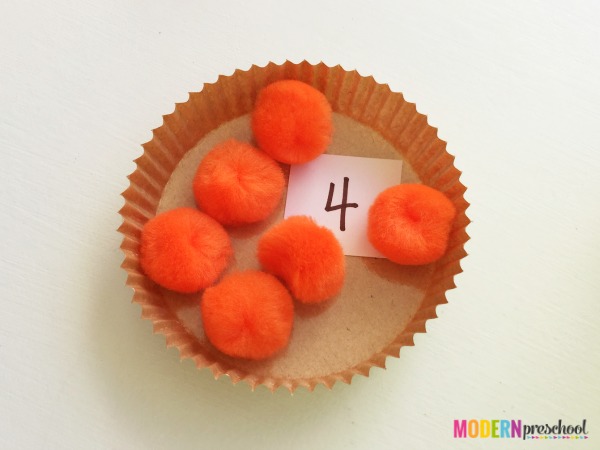 Three ways to play our pumpkin pie math game with preschoolers or kindergarteners are included to practice number, counting, subitizing, & addition skills!