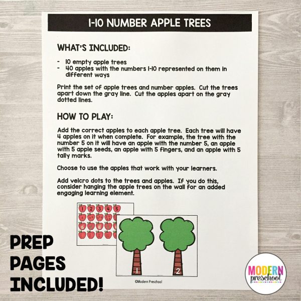 Easy to prep and fun to play printable APPLES literacy & math centers for preschool, prek, kindergarteners to add to an apple theme and activities.