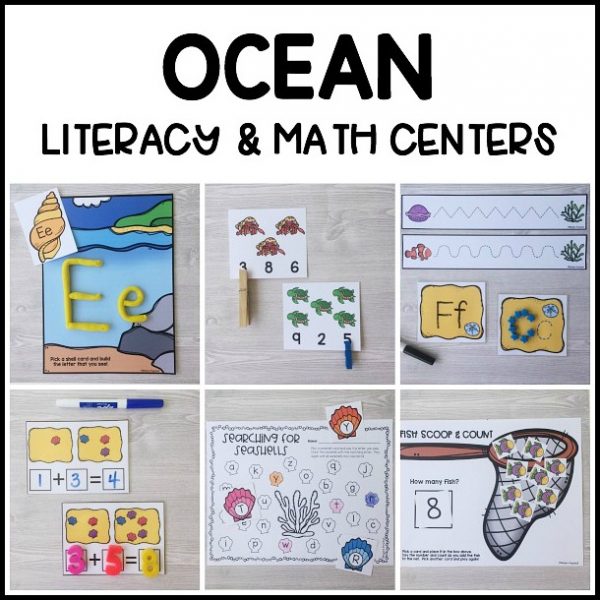 The BEST hands-on ocean literacy & math centers. Kid-friendly, low prep printable learning centers for preschool, prek, kindergarten!