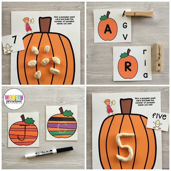 The PERFECT printable Pumpkins Literacy & Math Centers for preschool, pre-k, and kindergarten this fall. Low prep learning center activities for kids!