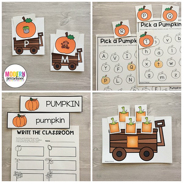 The PERFECT printable Pumpkins Literacy & Math Centers for preschool, pre-k, and kindergarten this fall. Low prep learning center activities for kids!