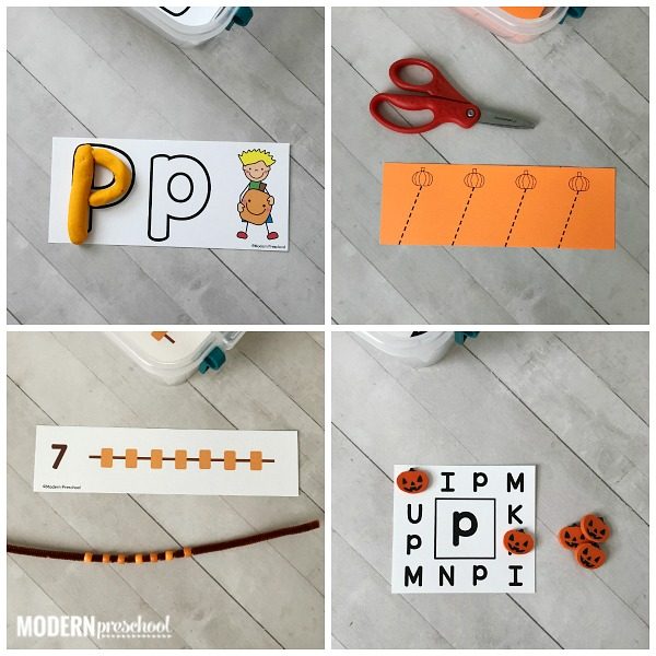 The Pumpkins Fine Motor Busy Bins are the way to intentionally add fine motor practice into your day in preschool, pre-k, and kindergarten this fall!