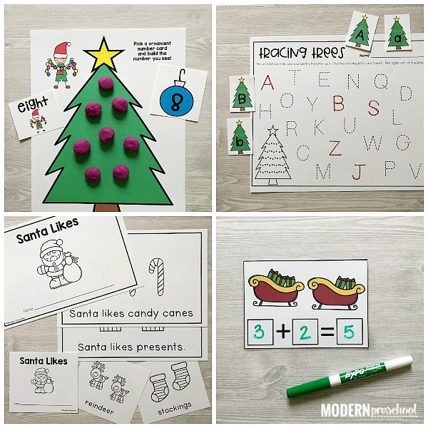 Countdown to Christmas with these AWESOME printable Santa Literacy & Math Centers for preschool, pre-k, kindergarten that are low prep and engaging!