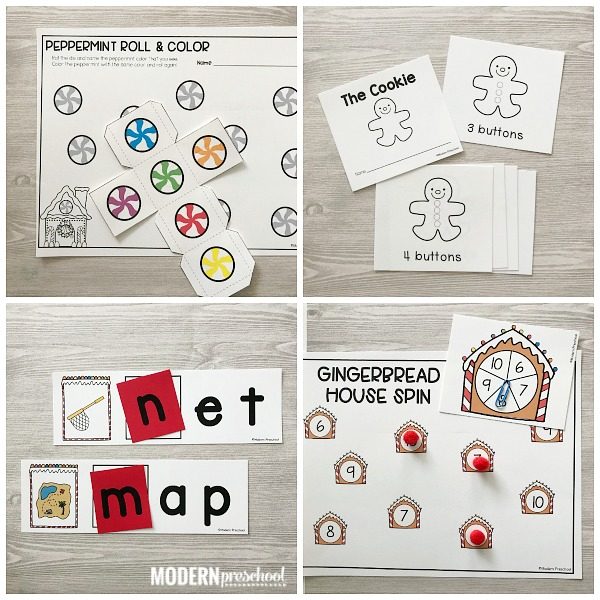 Printable GINGERBREAD literacy & math centers to go along with the Christmas theme in your preschool, pre-k, kindergarten classroom this winter!