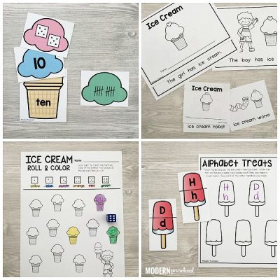 ICE CREAM Literacy & Math Centers - Modern Preschool