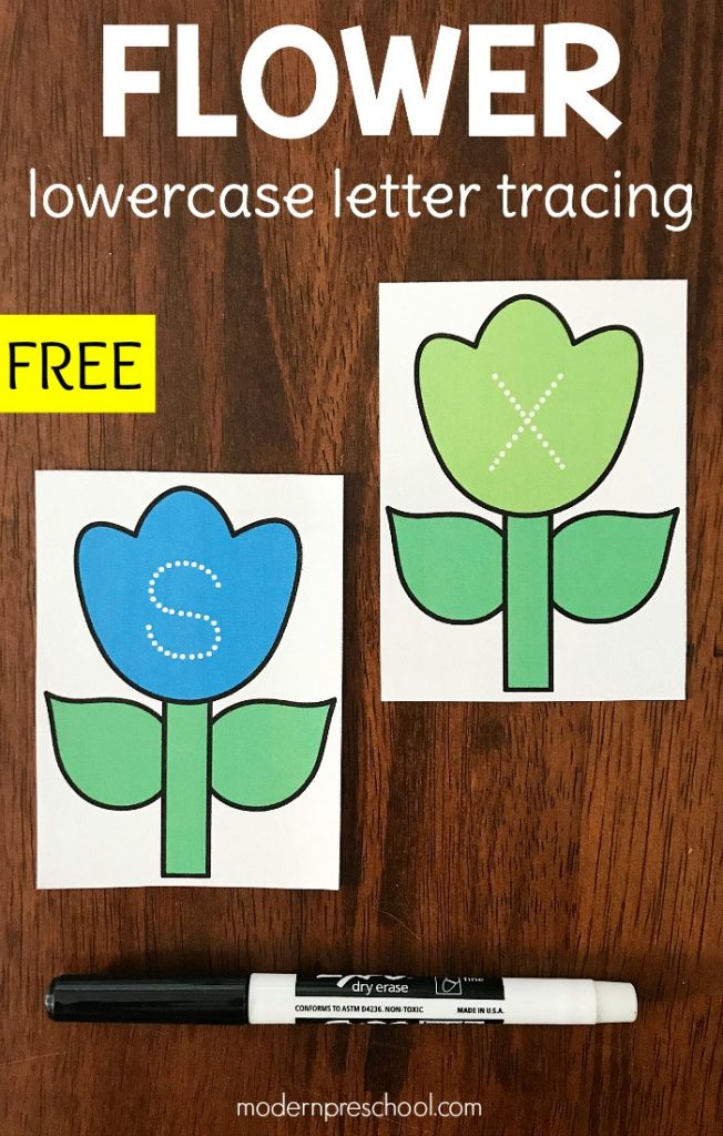 FREE printable garden flower lowercase letter tracing cards to practice the alphabet and letter formation with preschoolers and kindergarteners!