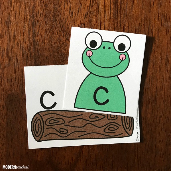 FREE printable frog on a log lowercase letter match to practice alphabet recognition while focusing on the little letters in preschool & kindergarten!