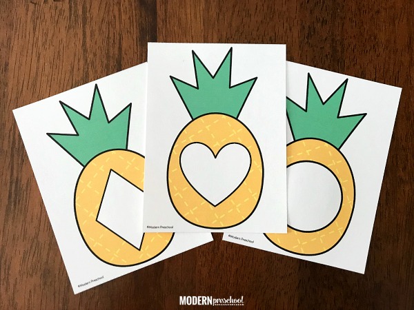 FREE printable pineapple fine motor shape cards to use with preschool and pre-k kids to practice identification and shape formation!