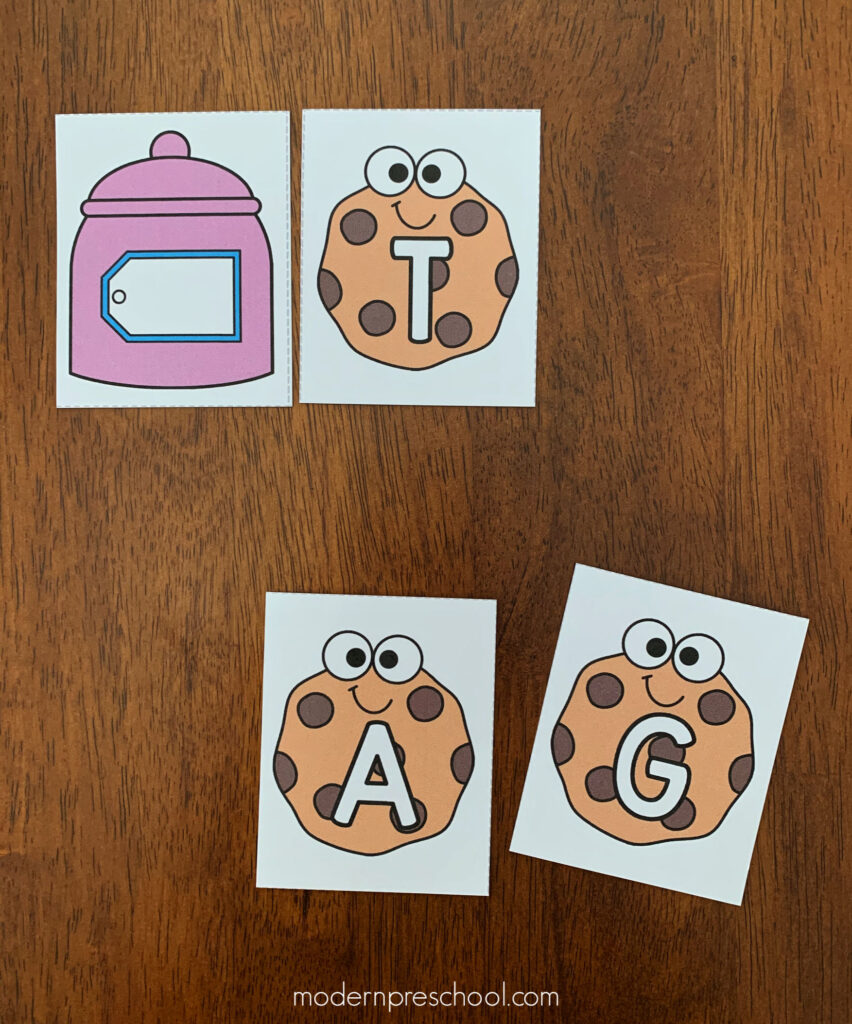 FREE printable CVC cookie words literacy activity for pre-k & kindergarten classes to work with while practicing letter sounds and early reading skills!