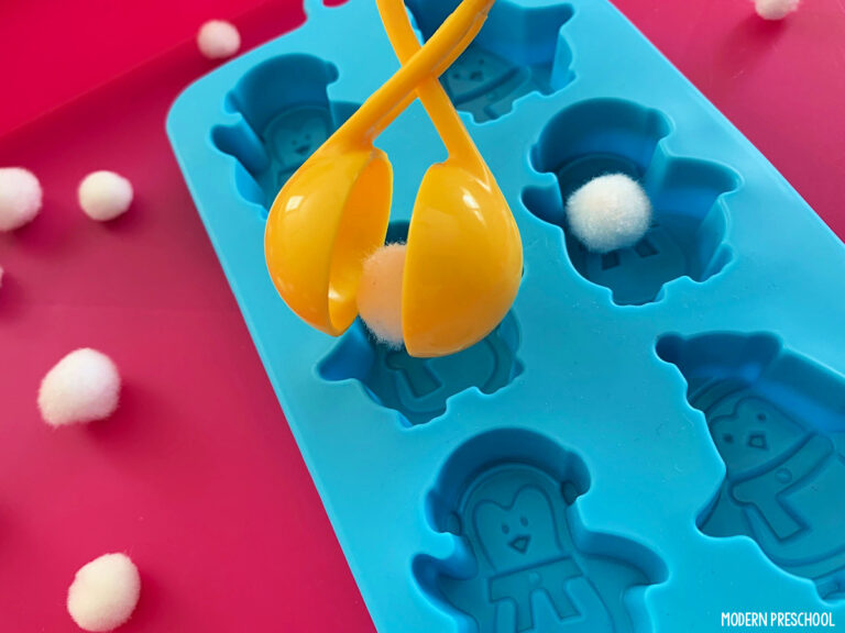 Penguins in the Snow Fine Motor Tray